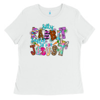 White Silly Rabbit Easter Is For Jesus Ladies Tee - CowhideDigitalArt