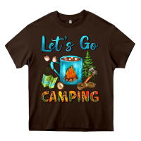 Chocolate Brown Let's Go Camping Coffee Mug Heavy Core Tee - FaDigitalArtStudio