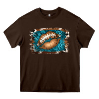 Chocolate Brown Football Lips Heavy Core Tee - Jasminsmagicworld