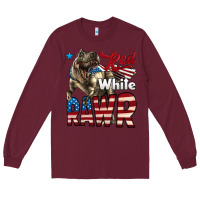 Burgundy Red White Rawr Dinosaur T-Rex Long Sleeve Tee - LillyAllenDesigns