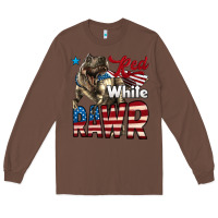 Chestnut Red White Rawr Dinosaur T-Rex Long Sleeve Tee - LillyAllenDesigns