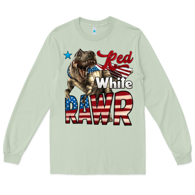 Red White Rawr Dinosaur T-rex Long Sleeve Tee by LillyAllenDesigns | Teevron