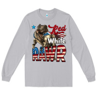 Moon Dust Red White Rawr Dinosaur T-Rex Long Sleeve Tee - LillyAllenDesigns