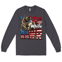 Smoke Red White Rawr Dinosaur T-Rex Long Sleeve Tee - LillyAllenDesigns