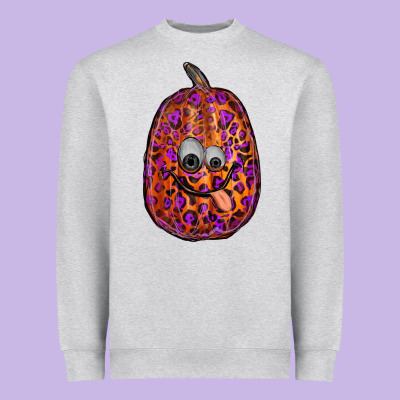 Watercolor Pumpkin Leopard Heavyweight Sweatshirt Designed By Ranaportraitstore