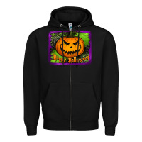 Black happy halloween jack o' lantern pumpkin Zipper Hoodie - Jasminsmagicworld