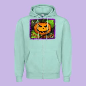Happy Halloween Jack O' Lantern Pumpkin Zipper Hoodie Designed By Jasminsmagicworld