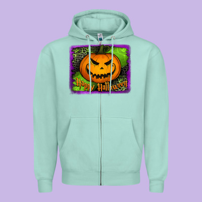 Happy Halloween Jack O' Lantern Pumpkin Zipper Hoodie Designed By Jasminsmagicworld