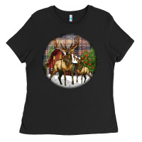 Black elk buck deer christmas Ladies Tee - LillyAllenDesigns