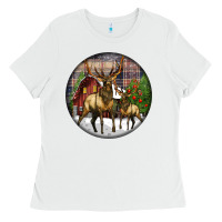White elk buck deer christmas Ladies Tee - LillyAllenDesigns