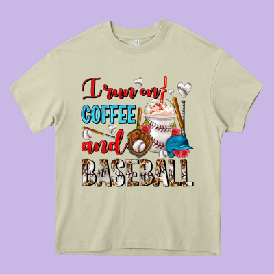 I Run On Coffee And Baseball Frappe Heavy Core Tee Designed By Fadigitalartstudio