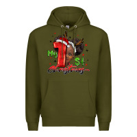 Army Green my first christmas african girl Premium Hoodie - BarkalooDesign