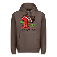 Coffee my first christmas african girl Premium Hoodie - BarkalooDesign