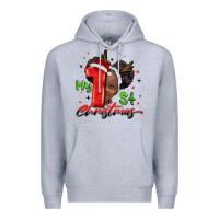 Heather Grey my first christmas african girl Premium Hoodie - BarkalooDesign