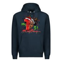 Navy my first christmas african girl Premium Hoodie - BarkalooDesign