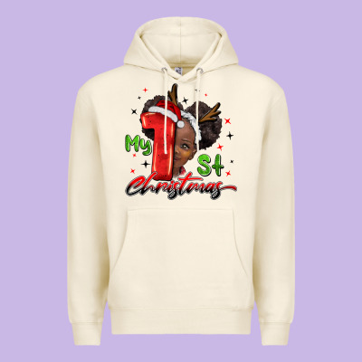 My First Christmas African Girl Premium Hoodie Designed By Barkaloodesign
