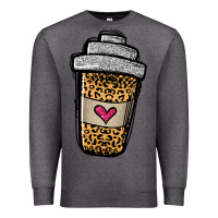 Charcoal Heather leopard glitter coffee cup Premium Sweatshirt - Jasminsmagicworld