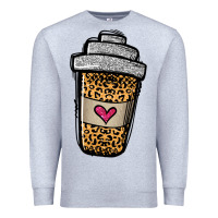 Heather Grey leopard glitter coffee cup Premium Sweatshirt - Jasminsmagicworld
