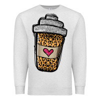 Oatmeal Heather leopard glitter coffee cup Premium Sweatshirt - Jasminsmagicworld