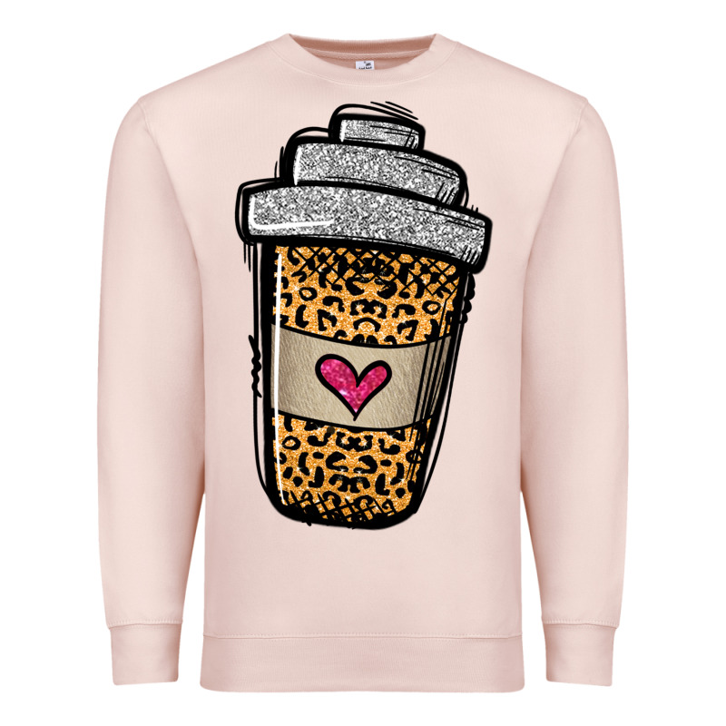 Leopard Glitter Coffee Cup Premium Sweatshirt by Jasminsmagicworld | Teevron