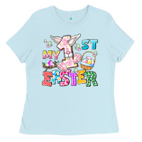 Baby Blue My 1st Easter Ladies Tee - CowhideDigitalArt