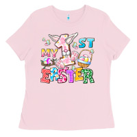 Bubblegum Pink My 1st Easter Ladies Tee - CowhideDigitalArt