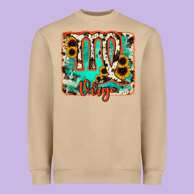 Virgo Turquoise Cowhide Heavyweight Sweatshirt Designed By Ranaportraitstore