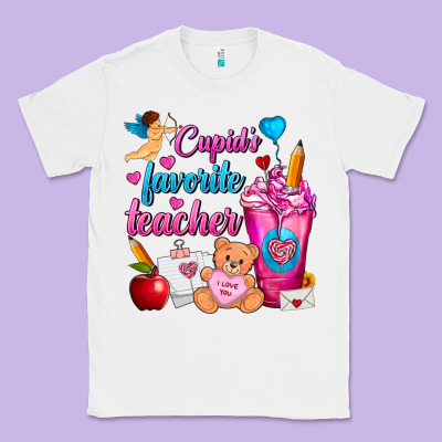 Cupid's Favorite Teacher Valentine's Day Frappe Classic Tee Designed By Fadigitalartstudio