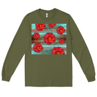 Army Green Western Roses Long Sleeve Tee - LillyAllenDesigns