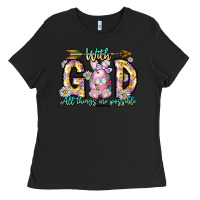 Black With God All Things Are Possible Easter Day Ladies Tee - CowhideDigitalArt