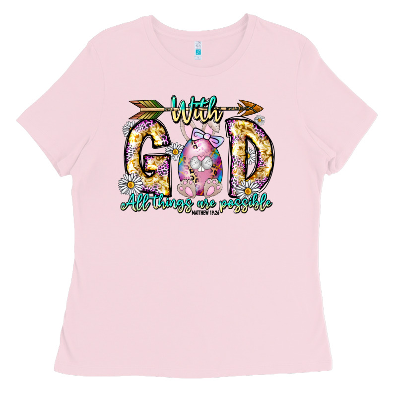 With God All Things Are Possible Easter Day Ladies Tee by CowhideDigitalArt | Teevron