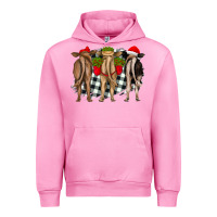Fuchsia Pink christmas heifers back view Urban Hoodie - RanaPortraitStore