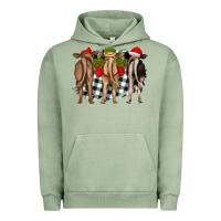 Pigment Oil Green christmas heifers back view Urban Hoodie - RanaPortraitStore