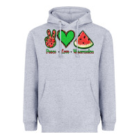 Heather Grey Peace Love Watermelon Heavyweight Hoodie - Jasminsmagicworld