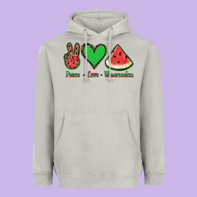 Peace Love Watermelon Heavyweight Hoodie Designed By Jasminsmagicworld