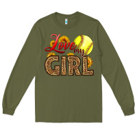 Army Green Love My Girl Softball Long Sleeve Tee - LillyAllenDesigns