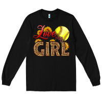 Black Love My Girl Softball Long Sleeve Tee - LillyAllenDesigns