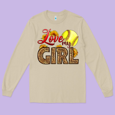 Love My Girl Softball Long Sleeve Tee Designed By Lillyallendesigns