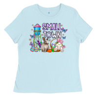 Baby Blue Small Town Easter Day Ladies Tee - CowhideDigitalArt