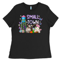 Black Small Town Easter Day Ladies Tee - CowhideDigitalArt