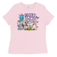 Bubblegum Pink Small Town Easter Day Ladies Tee - CowhideDigitalArt