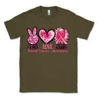 Army Green Peace love cure Breast Cancer Awareness Classic Tee - FaDigitalArtStudio