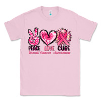 Bubblegum Pink Peace love cure Breast Cancer Awareness Classic Tee - FaDigitalArtStudio