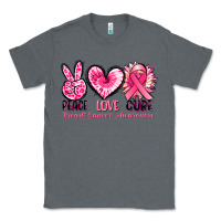 Charcoal Heather Peace love cure Breast Cancer Awareness Classic Tee - FaDigitalArtStudio