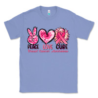 Colony Blue Peace love cure Breast Cancer Awareness Classic Tee - FaDigitalArtStudio