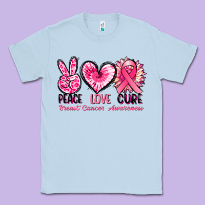 Peace Love Cure Breast Cancer Awareness Classic Tee Designed By Fadigitalartstudio