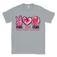 Heather Grey Peace love cure Breast Cancer Awareness Classic Tee - FaDigitalArtStudio