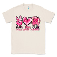 Natural Peace love cure Breast Cancer Awareness Classic Tee - FaDigitalArtStudio