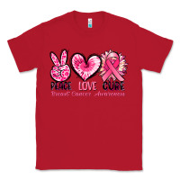 Red Peace love cure Breast Cancer Awareness Classic Tee - FaDigitalArtStudio
