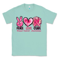 Seafoam Peace love cure Breast Cancer Awareness Classic Tee - FaDigitalArtStudio